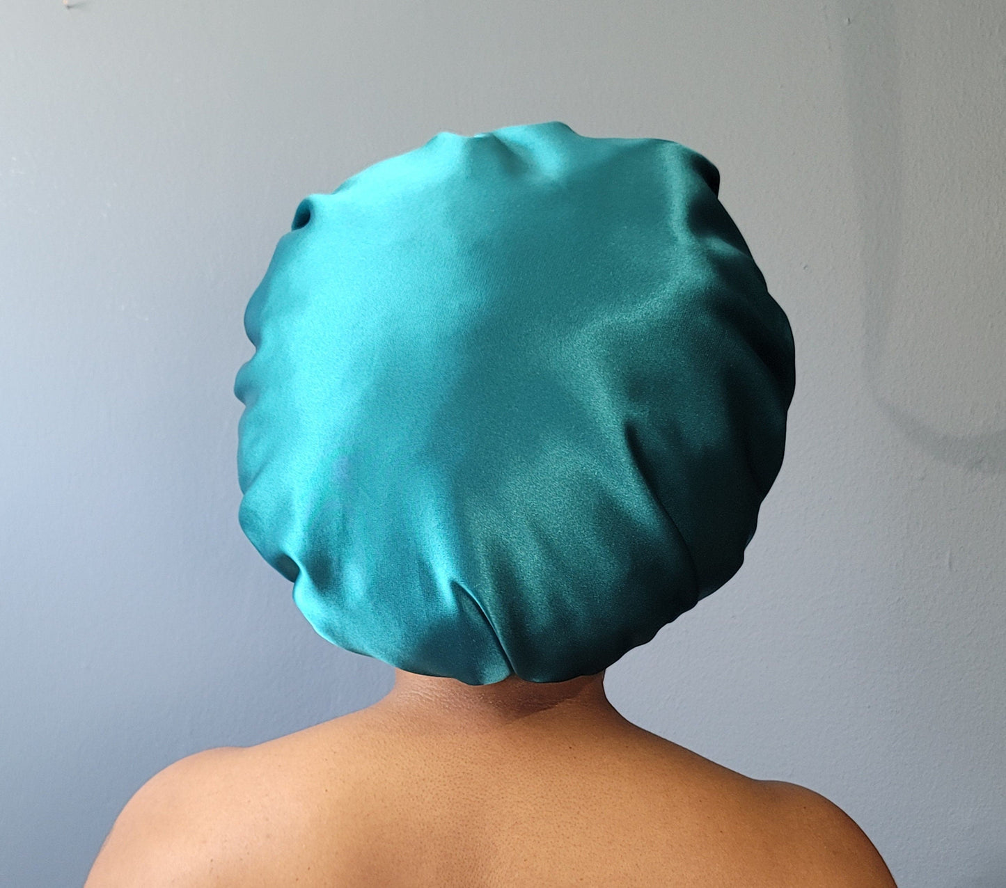 Navy Blue/Silver Charmeuse Satin Hair Bonnet REVERSIBLE