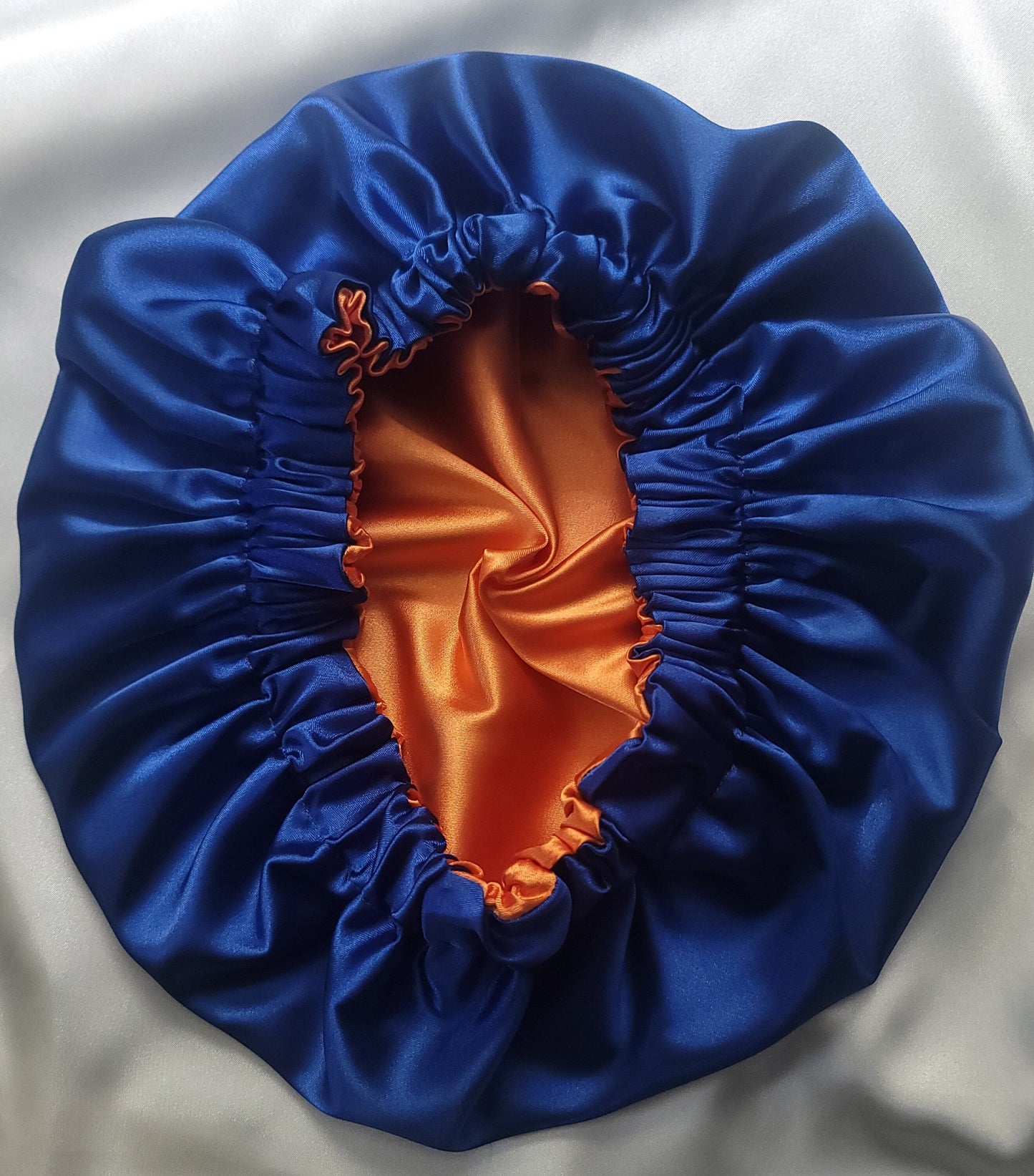 Royal Blue & Orange Charmeuse Satin Bonnet - LOVENCOLR
