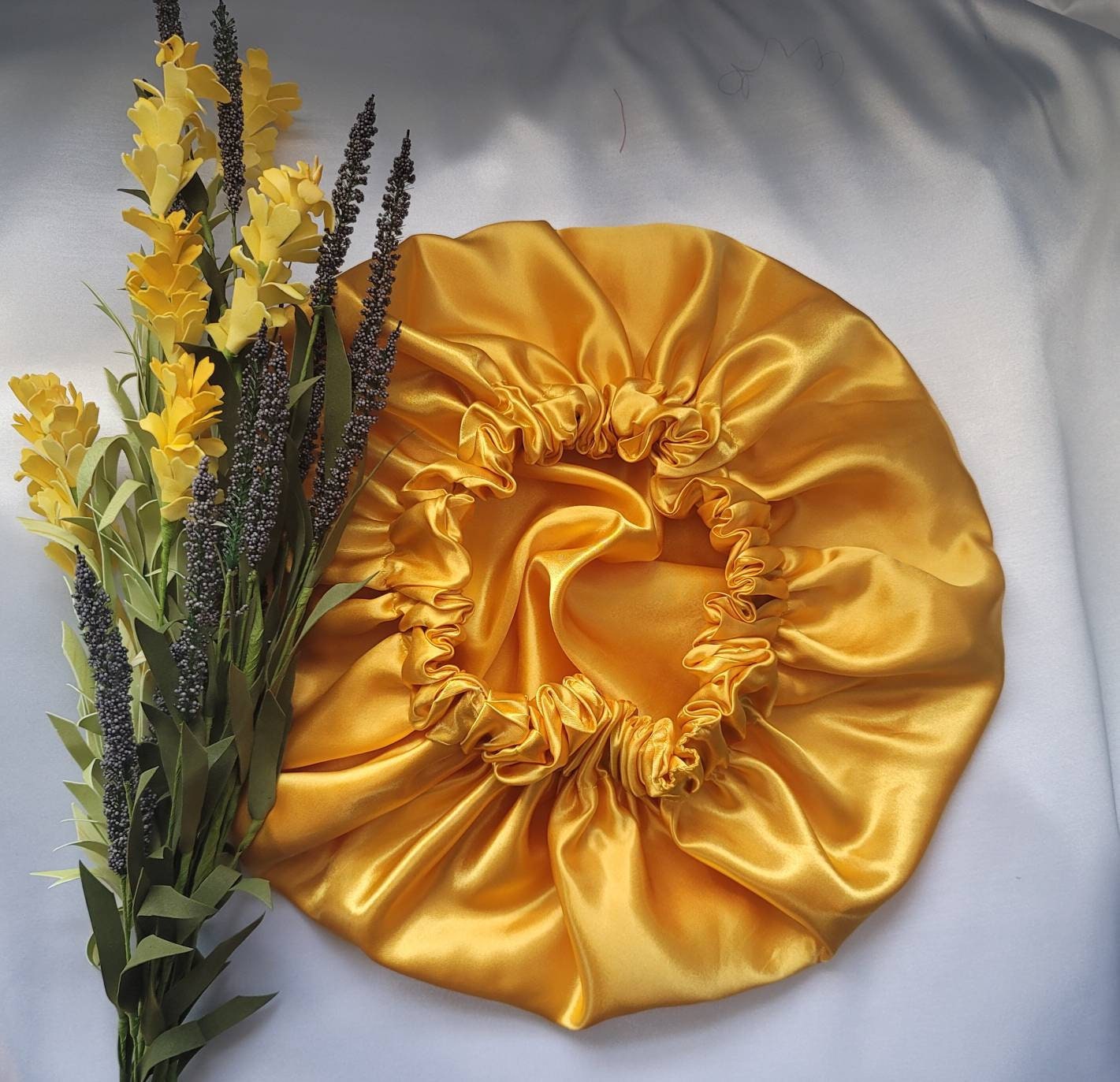 Sunflower Yellow Charmeuse Satin Bonnet - LOVENCOLR