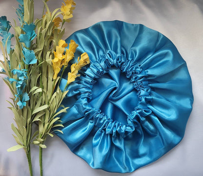 Turquoise Charmeuse Satin Bonnet