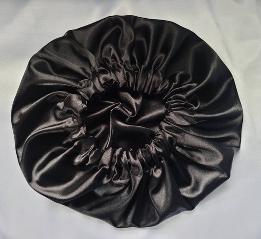 Black Charmeuse Satin Bonnet