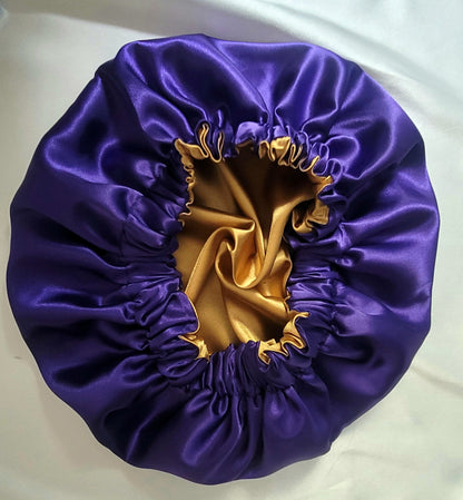 Purple/Gold Charmeuse Satin Bonnet - LOVENCOLR