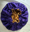 Purple/Gold Charmeuse Satin Bonnet