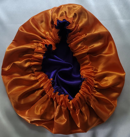 Purple/Orange Charmeuse Satin Bonnet
