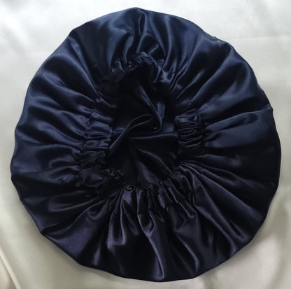 Navy Blue Charmeuse Satin Bonnet - LOVENCOLR