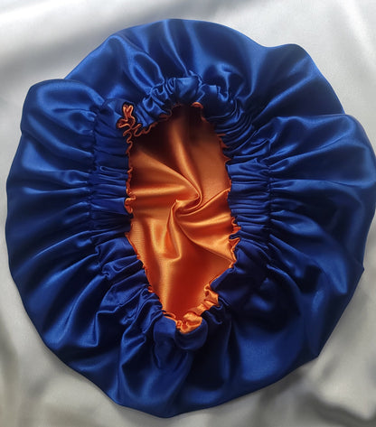 Royal Blue & Orange Charmeuse Satin Bonnet - LOVENCOLR