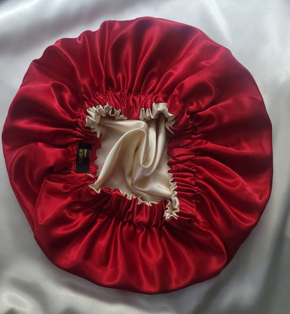 Red & Ivory Charmeuse Satin Bonnet - LOVENCOLR