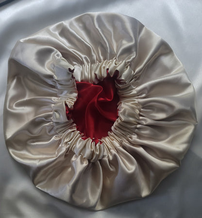 Red & Ivory Charmeuse Satin Bonnet - LOVENCOLR