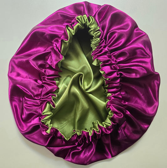 Satin Hair Bonnet Plum/Lime