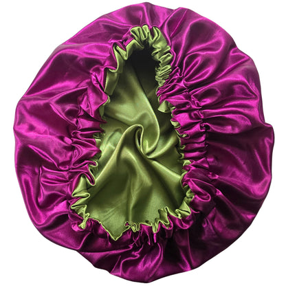 Satin Hair Bonnet Plum/Lime